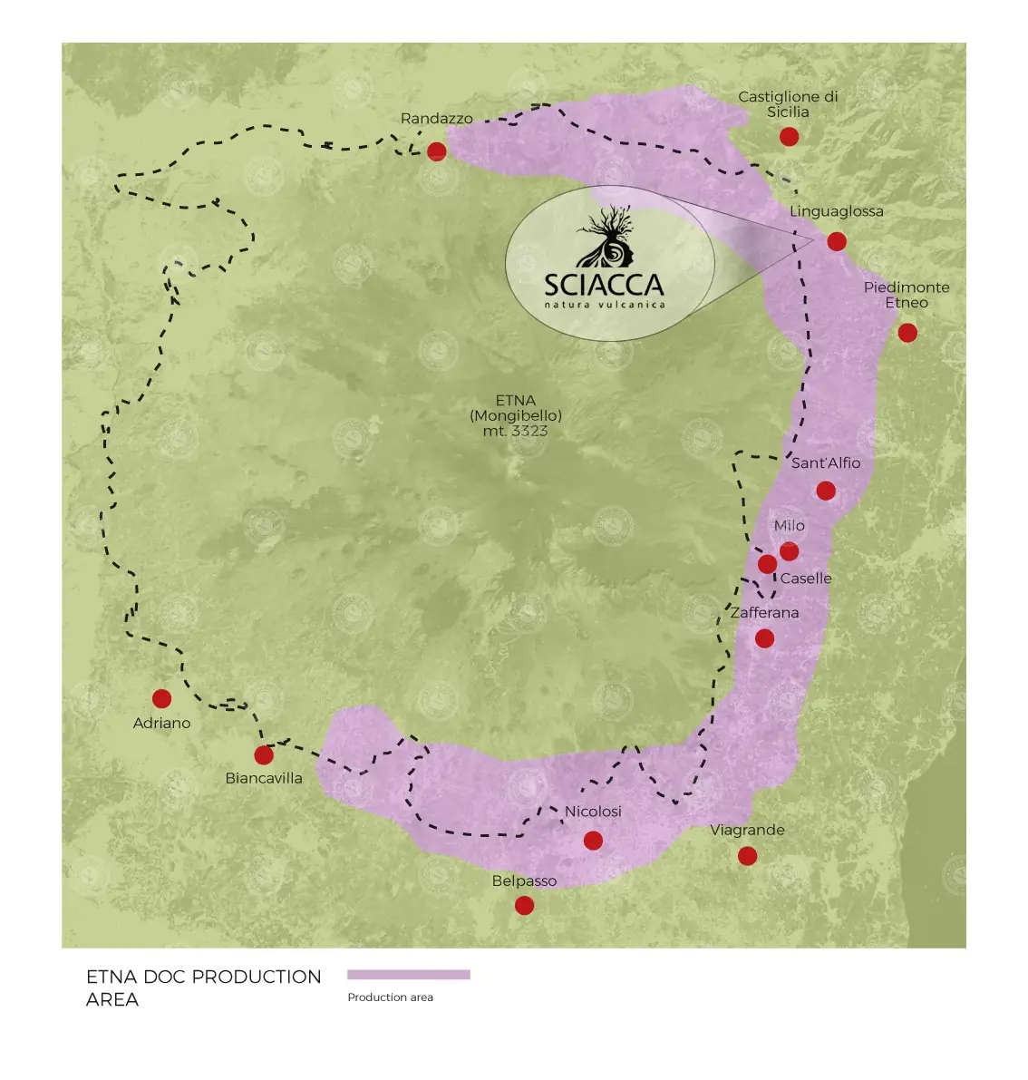 Área geográfica de producción del Etna Doc 